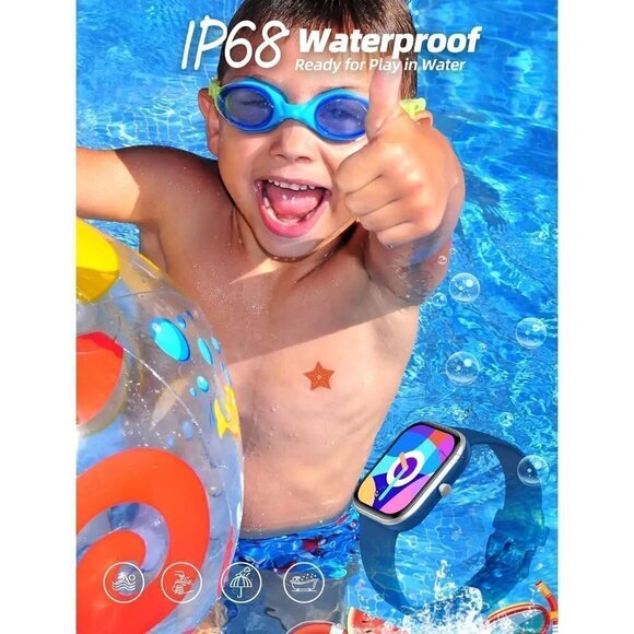 Kids Smart Watch ip68 Waterproof Fitness Tracker Watch Gift For Teens-  Blue - Picture 4 of 16